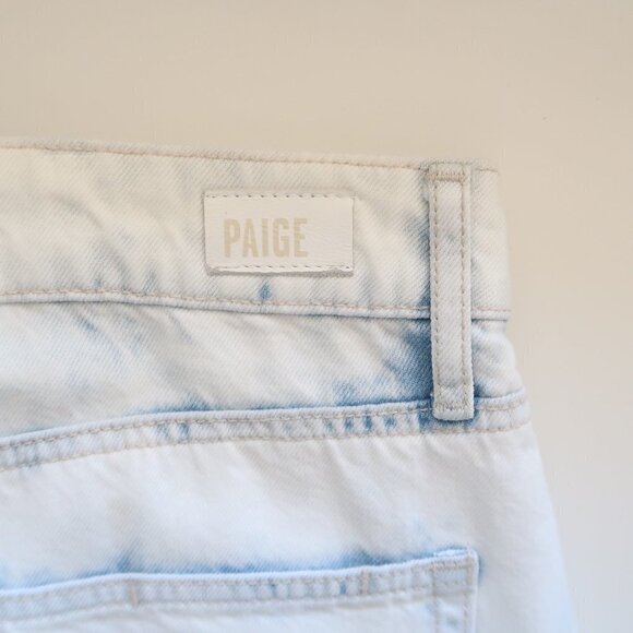 PAIGE Jamine High Waist Raw / Frayed Hem White & Blue Denim Mini Skirt Size 27 - Picture 9 of 15